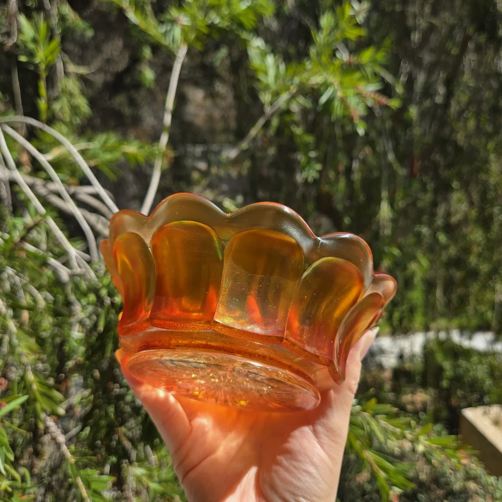 Antique Imperial Heavy Grape Marigold Carnival Glass Bowl Antique Catchall Dish‎